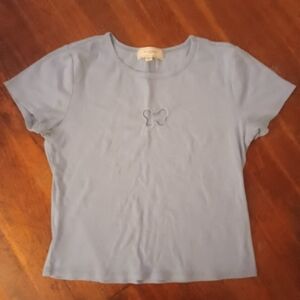 Baby blue tee with butterfly cutout